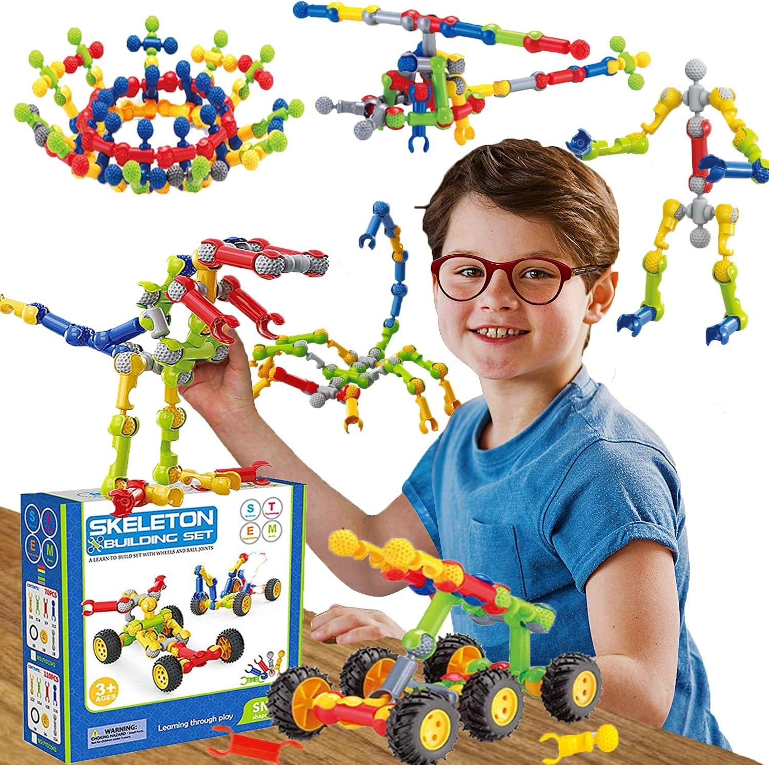 Vivostore Kids Building Stem Toys,110 Pcs Educational Construction Engineering Building Blocks DIY Learning Set for Ages 3+ Year Old, Best Gift for Kids Creative Games & Fun Activity