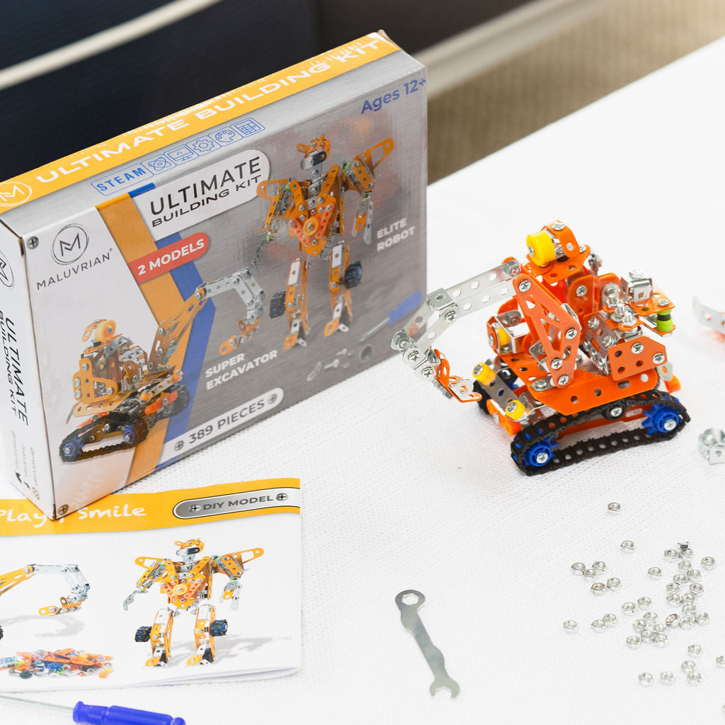 Erector Set for Boys & Girls Metal Model Kits for Adults Teens and Advanced Kids Stem Toys Build A Robot or an Excavator Educational Toys Engineering Toys Building Kit | 389 pcs