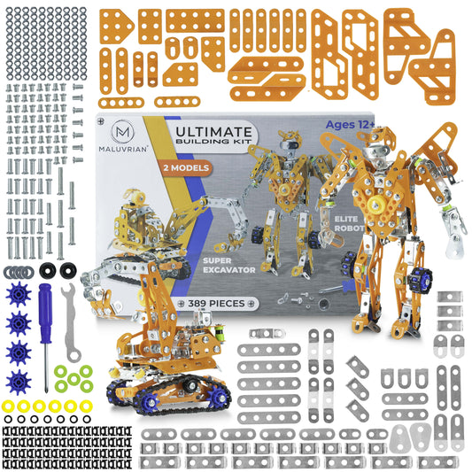 Erector Set for Boys & Girls Metal Model Kits for Adults Teens and Advanced Kids Stem Toys Build A Robot or an Excavator Educational Toys Engineering Toys Building Kit | 389 pcs