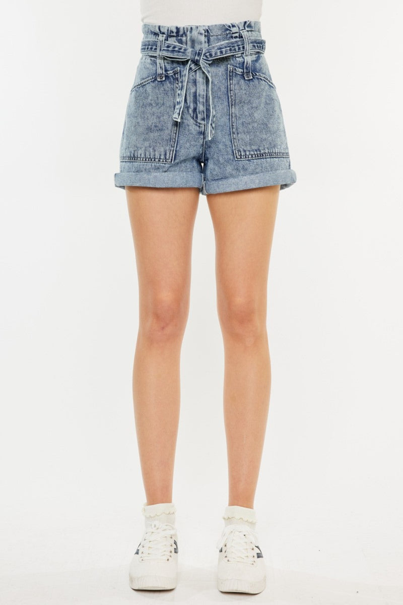 Kancan Ultra High Rise Paperbag Denim Shorts