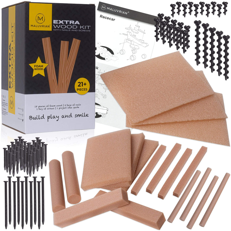 Kids Tool Set | Refill Kit with Extra Foam Wood - Maluvrian